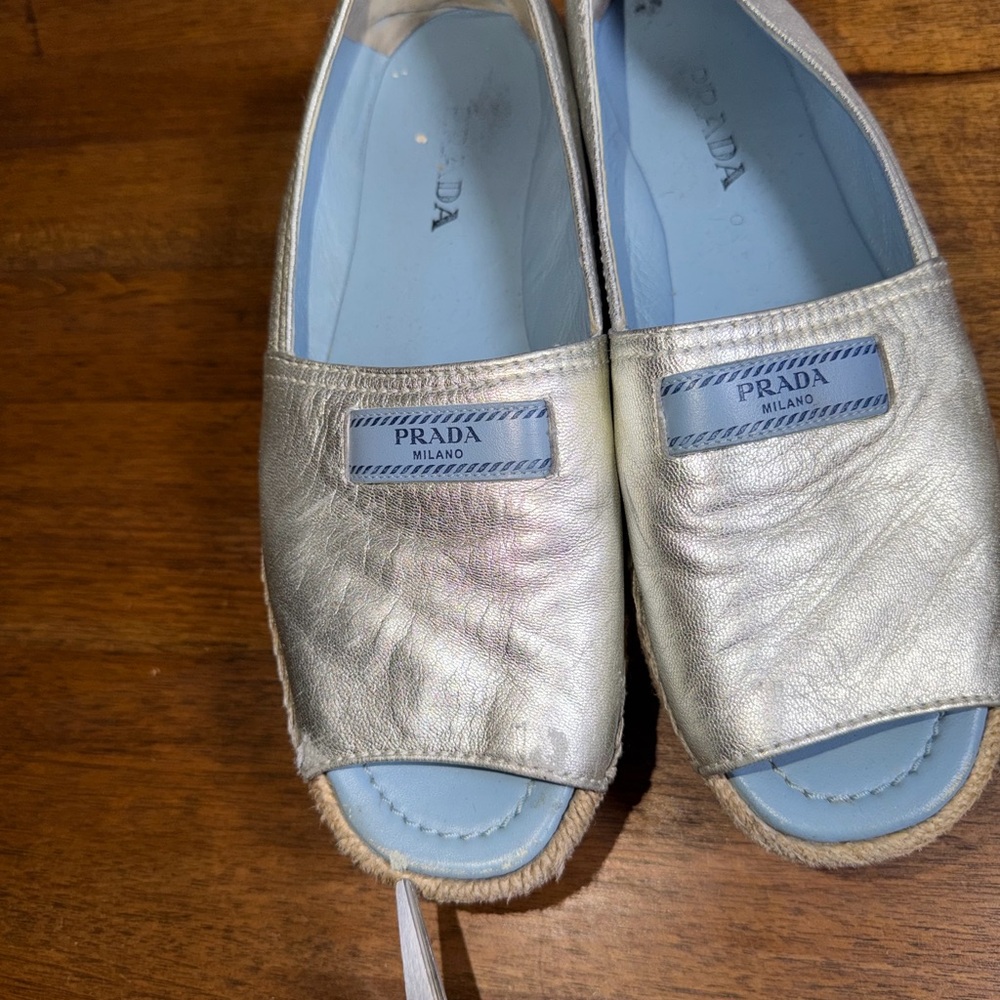 Prada Metallic Silver Espadrilles - Picture 11 of 12